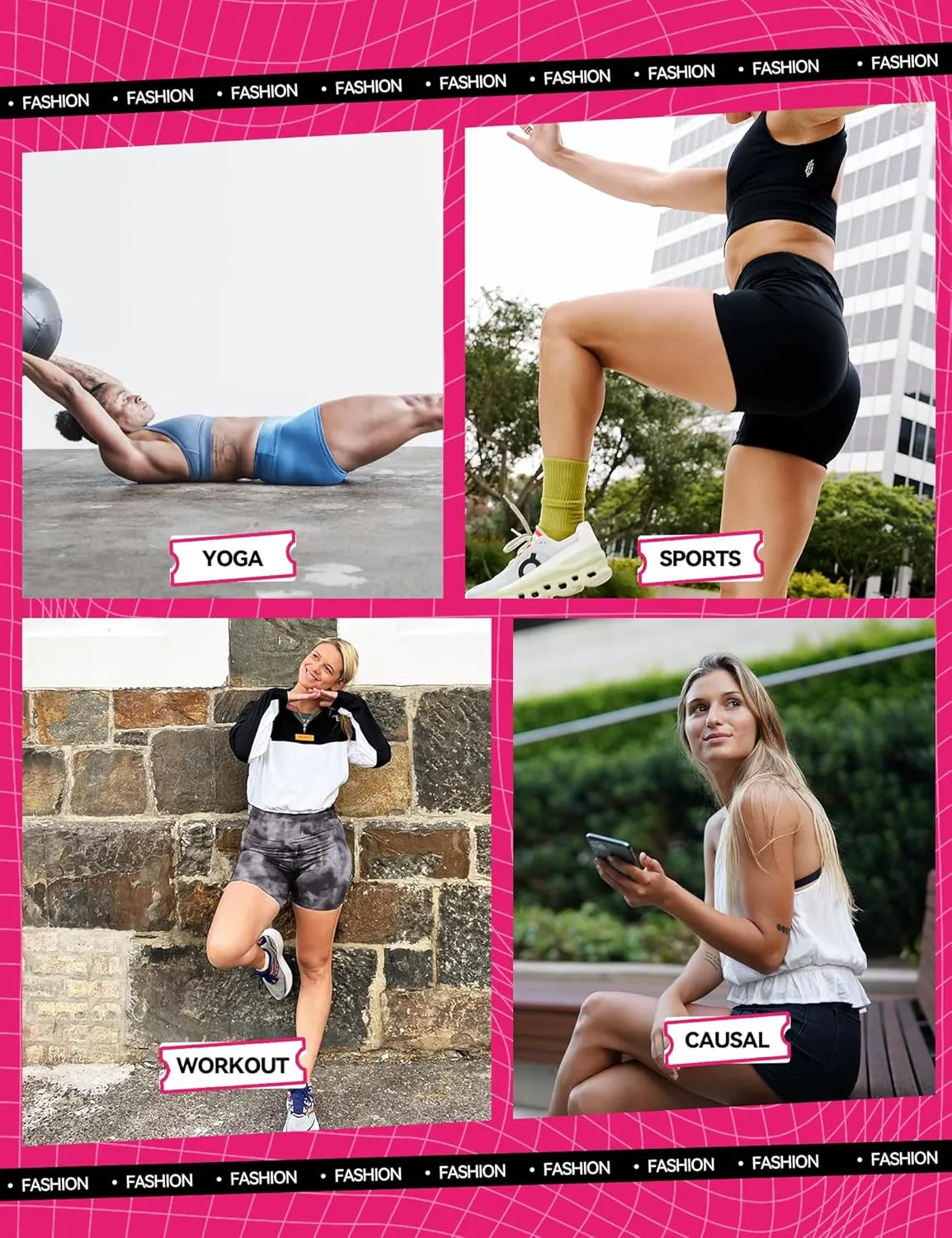 3 Pack Biker Yoga Shorts with Pockets for Women, High Waist Tummy Control Workout Running Gym