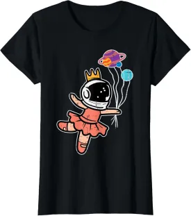 Astronaut Ballet Dancer Space Galaxy Girls Kids Youth Women T-Shirt