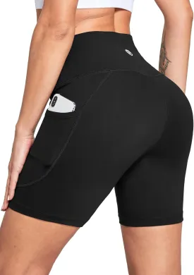 baleaf Women's 6"/8" High Waisted Biker Shorts with Pockets for Gym Workout Yoga Running Athletic