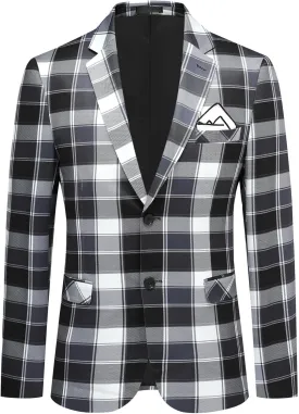 Boyland Men's Casual Suit Blazer Jackets Lightweight One Button Sport Coats Plaid Blazer