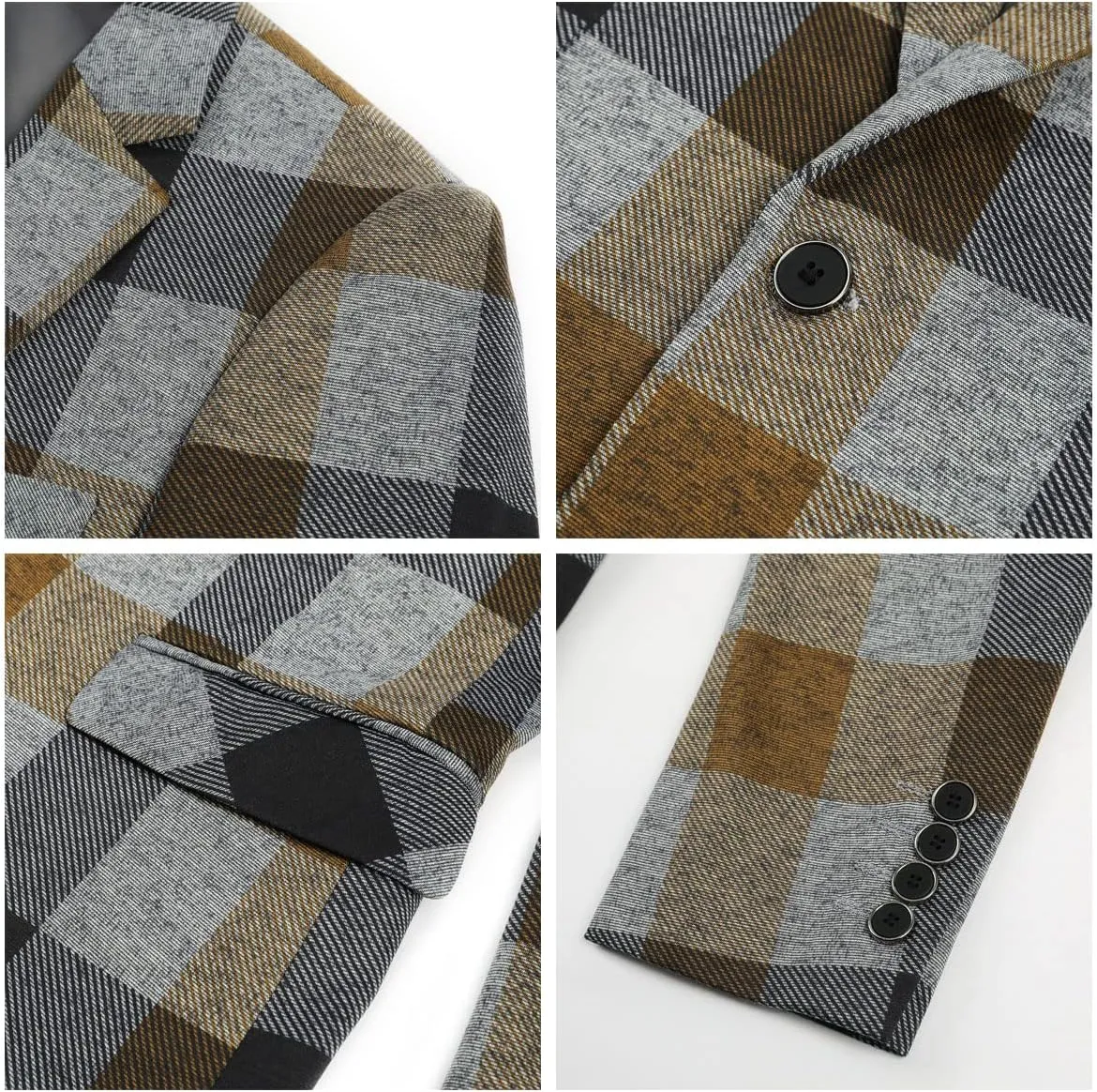 Boyland Men's Casual Suit Blazer Jackets Lightweight One Button Sport Coats Plaid Blazer