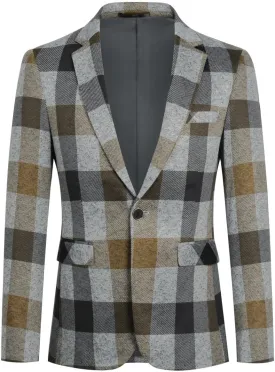 Boyland Men's Casual Suit Blazer Jackets Lightweight One Button Sport Coats Plaid Blazer