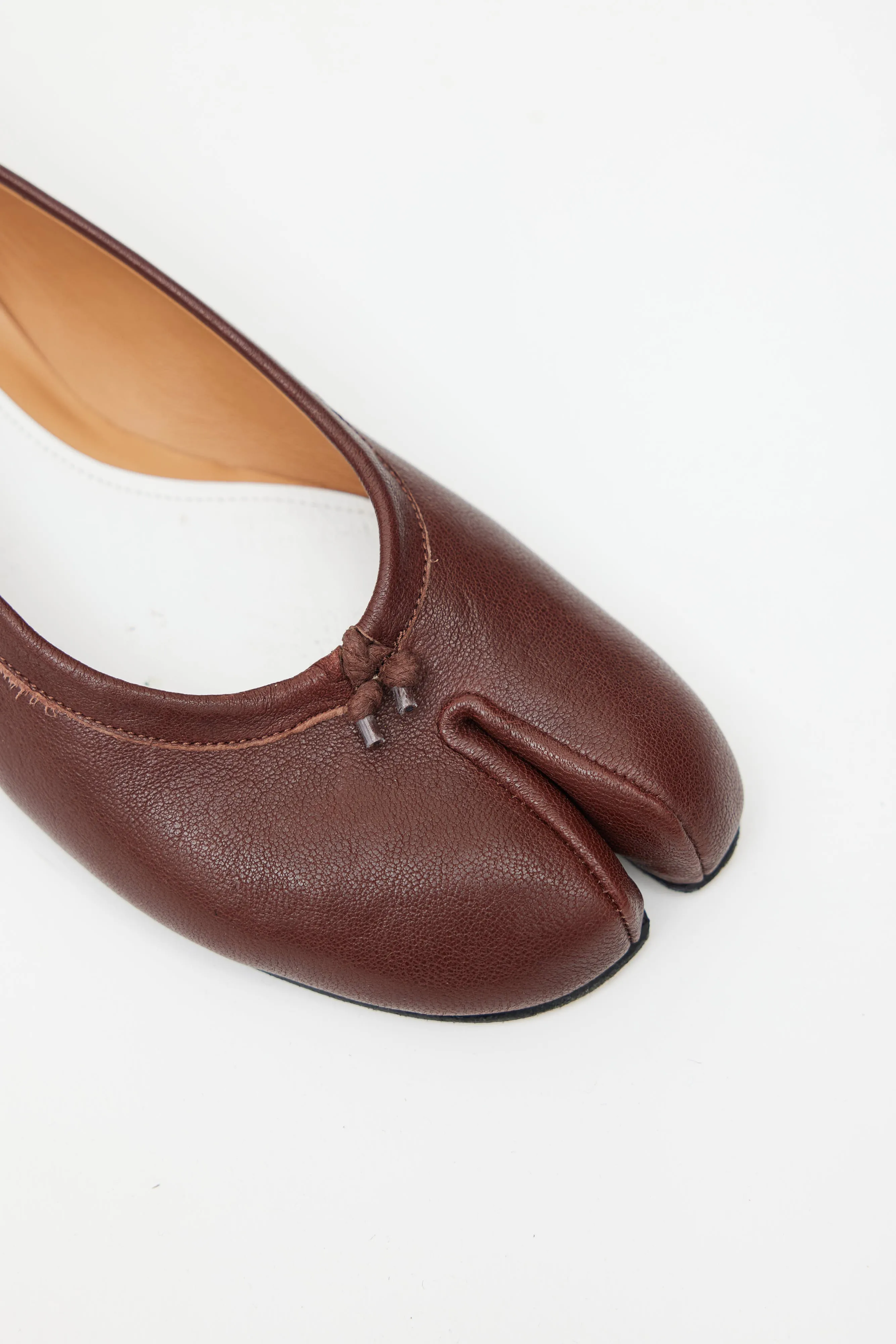 Brown Leather Tabi Ballet Flat