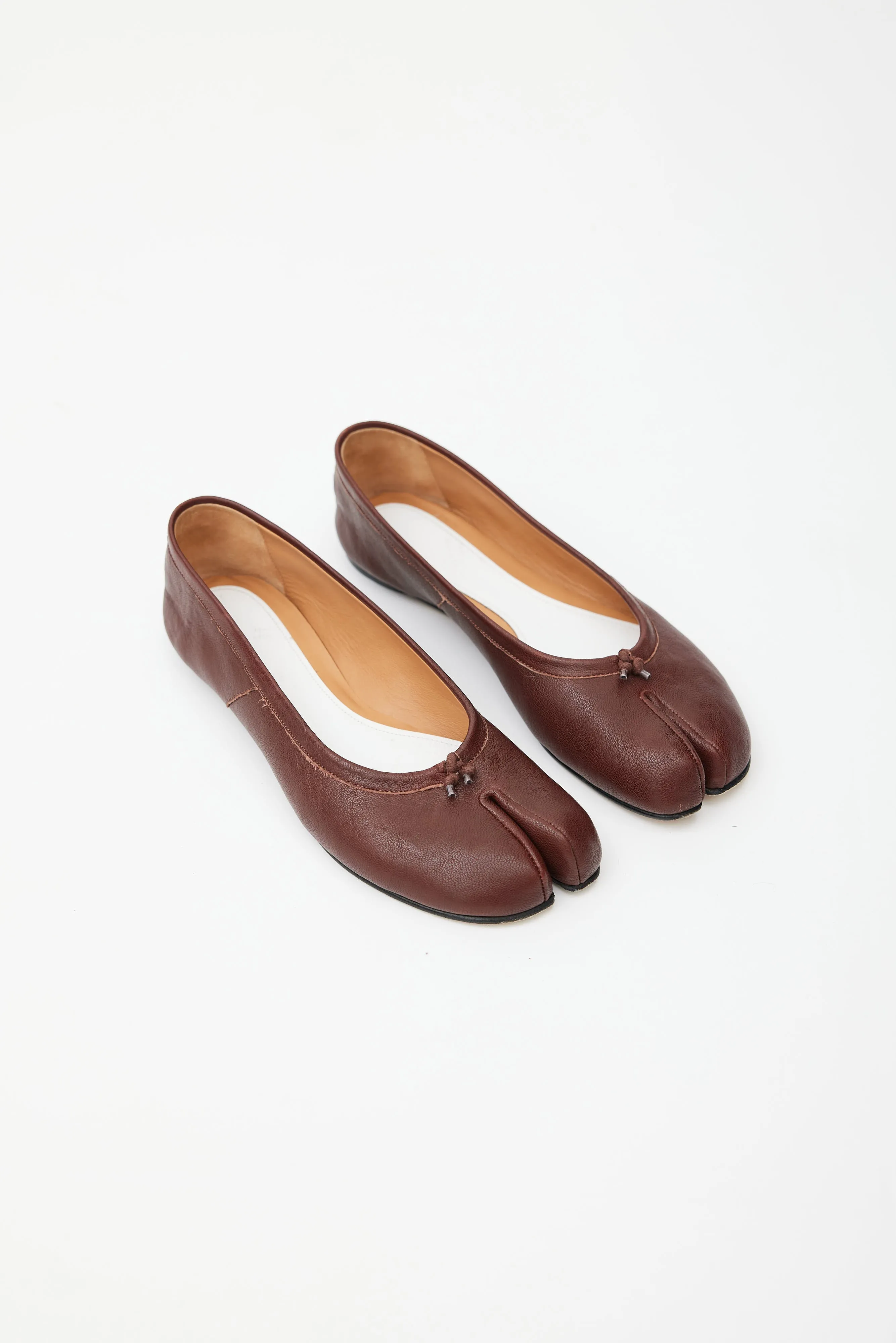 Brown Leather Tabi Ballet Flat