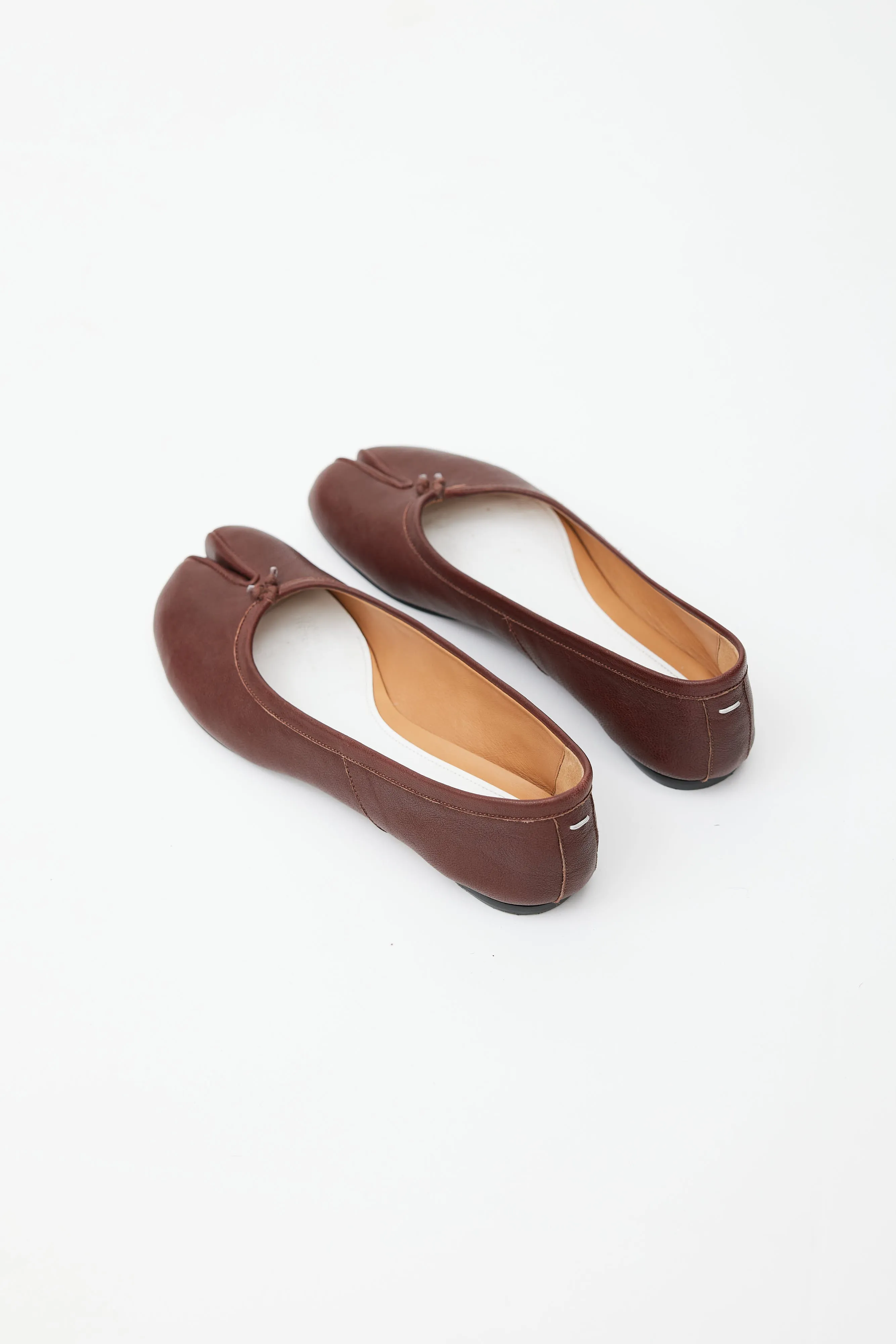 Brown Leather Tabi Ballet Flat