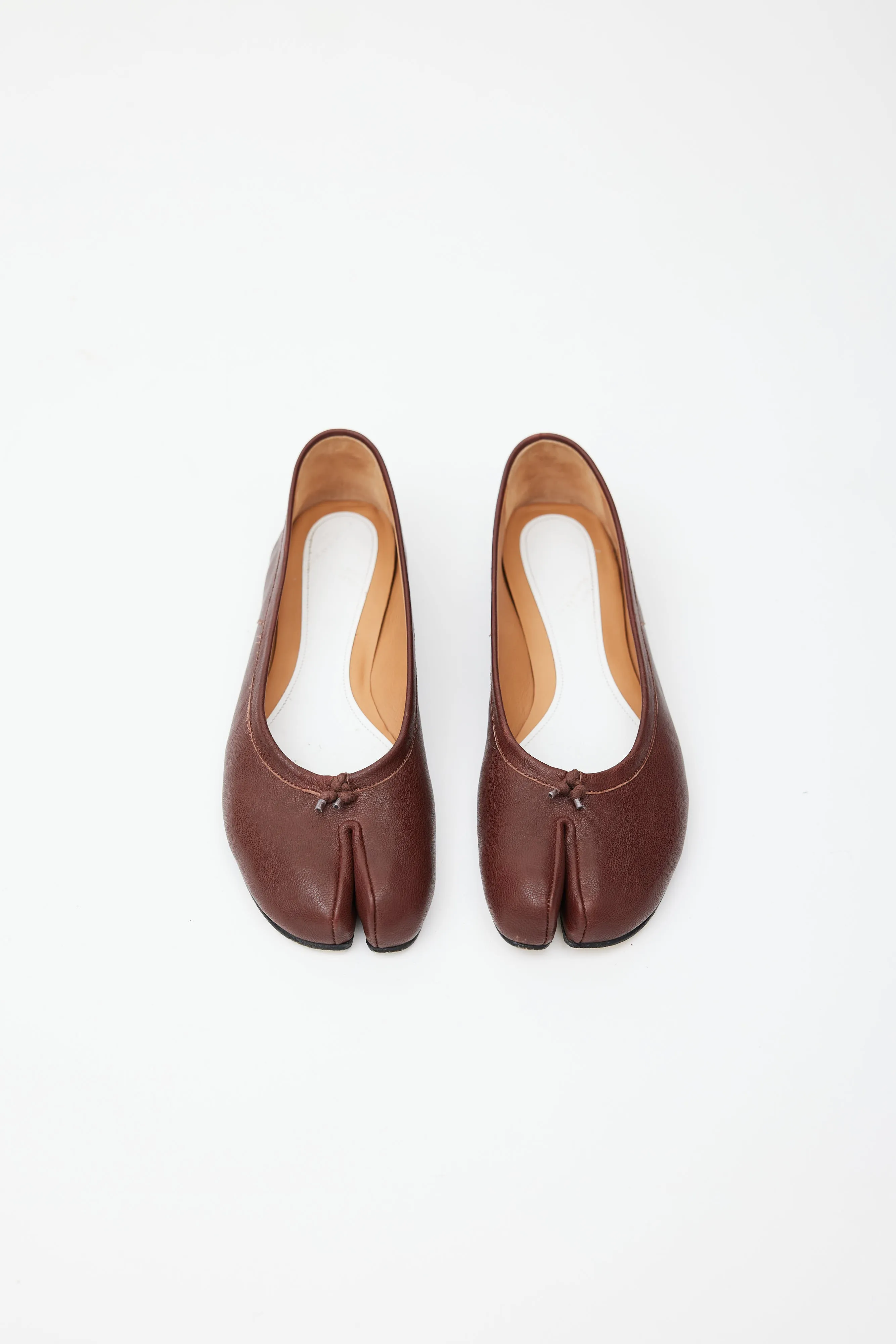 Brown Leather Tabi Ballet Flat