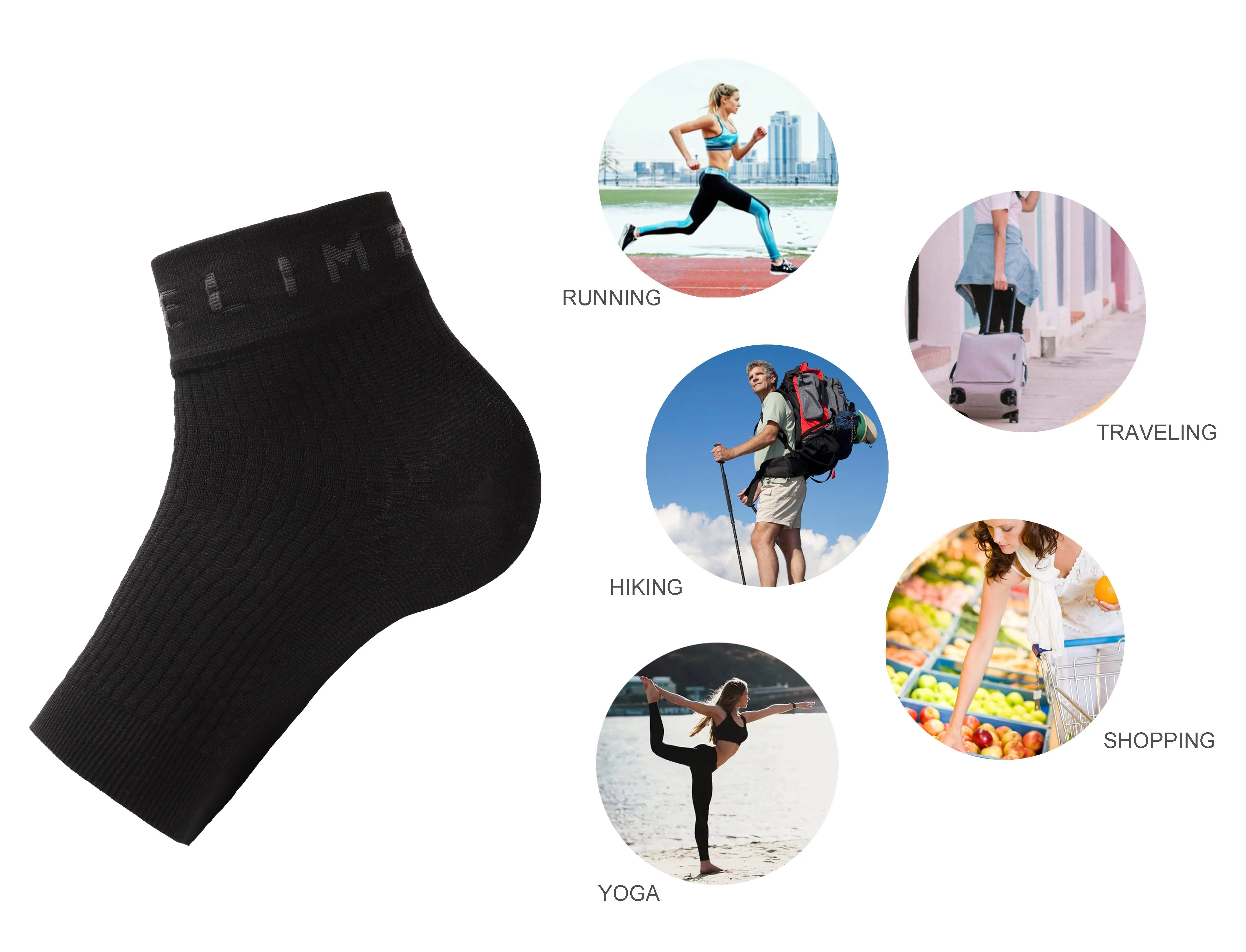 BUBBLELIME 80N/20S Compression Arch Support Ankle Brace_yogastudio