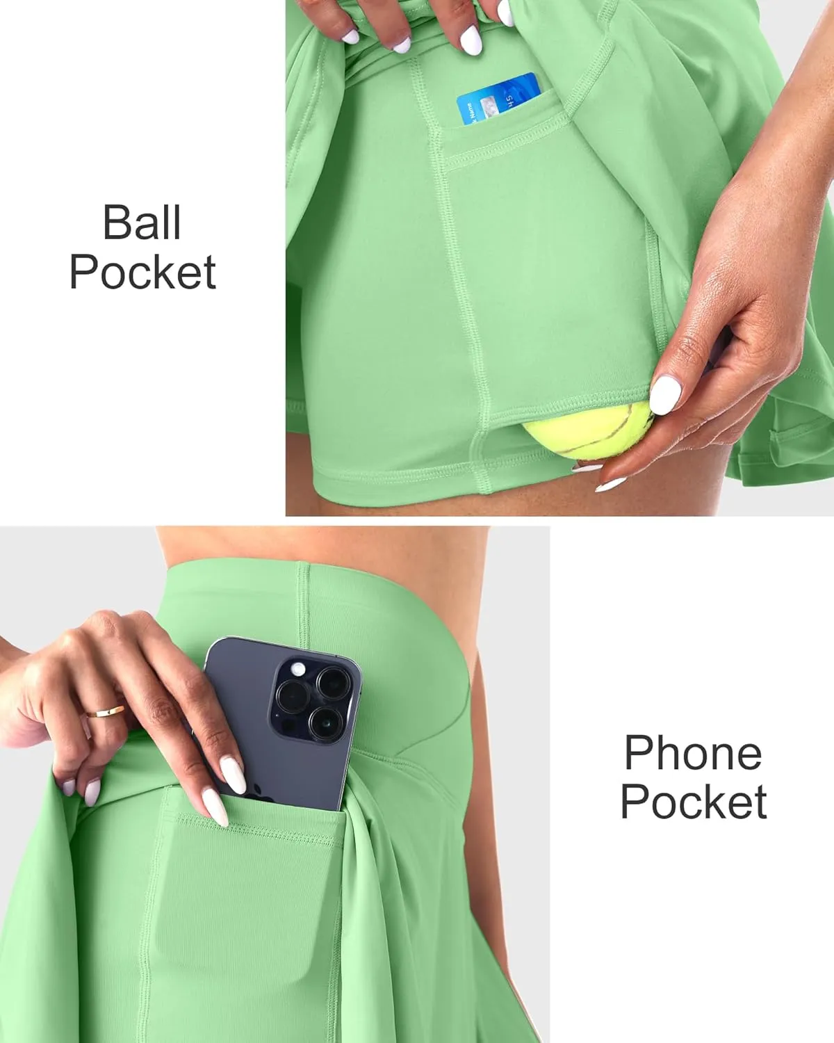 CHRLEISURE Women Tennis Golf Skirt with Pockets - High Waisted Crossover Golf Pleated Athletic Workout Dress Running Skort