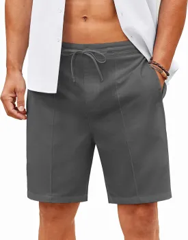 COOFANDY Men's Cotton Linen Shorts 8 Inch Inseam Stretch Casual Dress Summer Beach Golf Shorts with Pockets