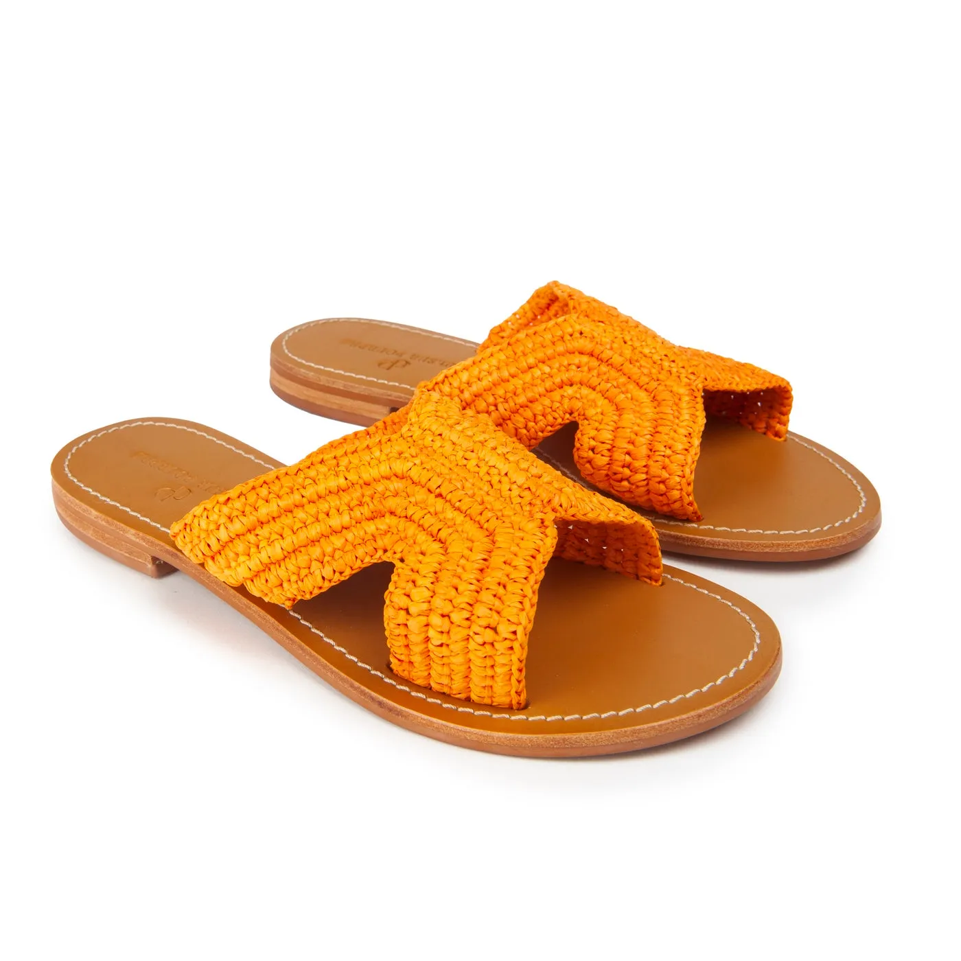 Couleur Pourpre - Mules Loni - Raphia Orange