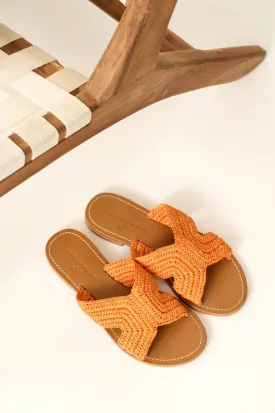 Couleur Pourpre - Mules Loni - Raphia Orange