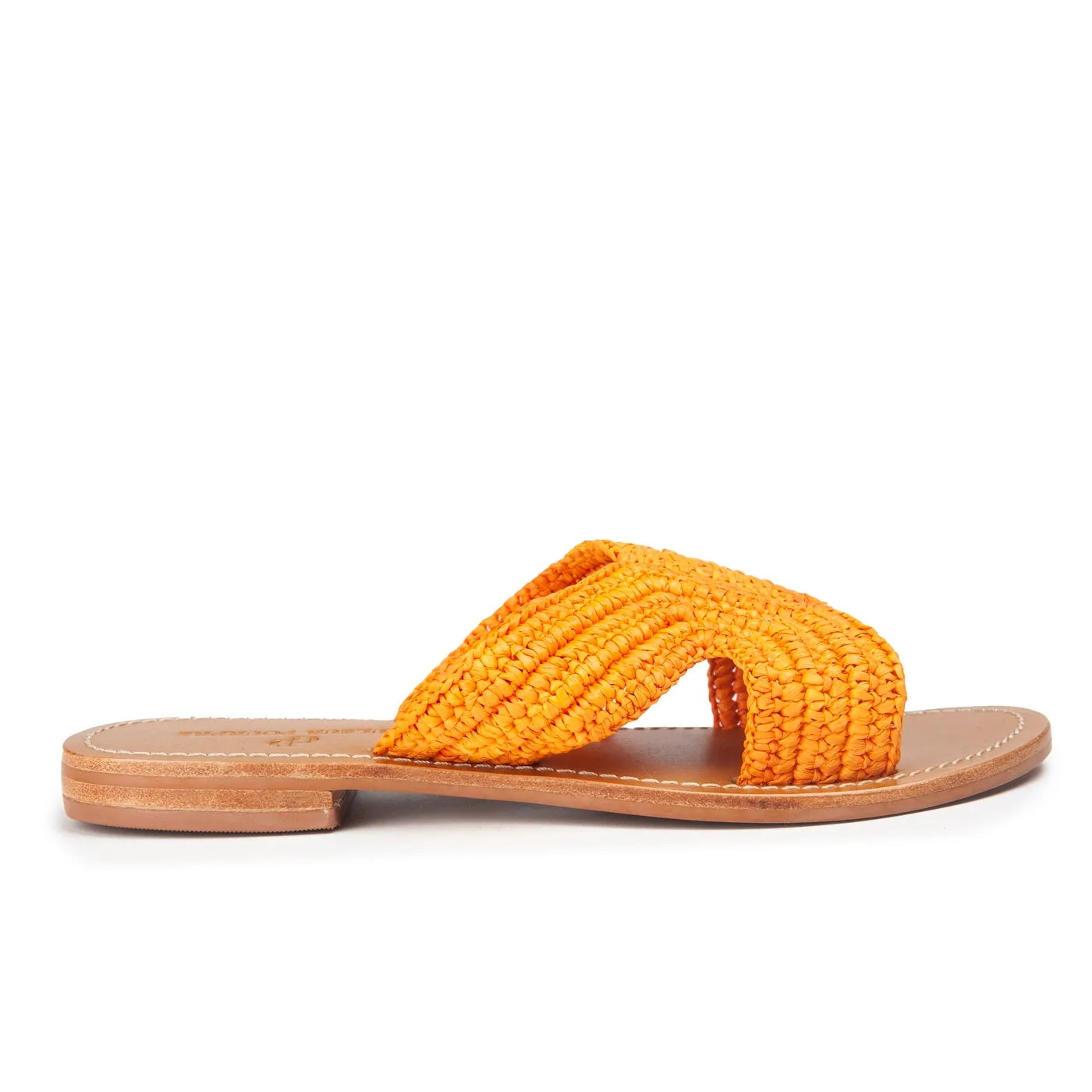 Couleur Pourpre - Mules Loni - Raphia Orange