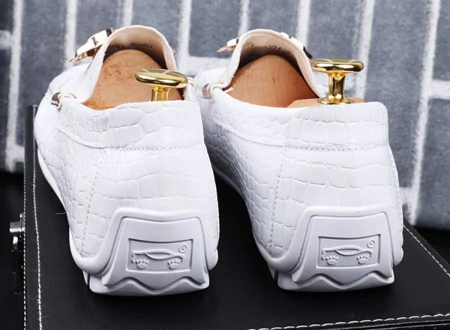 Crocodile Print Moccasins with Gold Emblems for Men