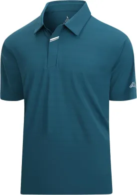 Damipow Premium Golf Shirts for Men Dry Fit Performance Polo Short Sleeve Collared Shirt