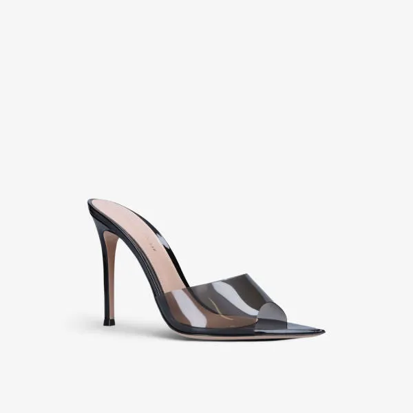 Elle heeled mules in leather and PVC Gianvito Rossi, black