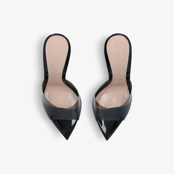 Elle heeled mules in leather and PVC Gianvito Rossi, black