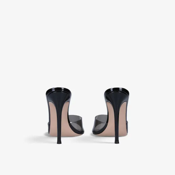 Elle heeled mules in leather and PVC Gianvito Rossi, black
