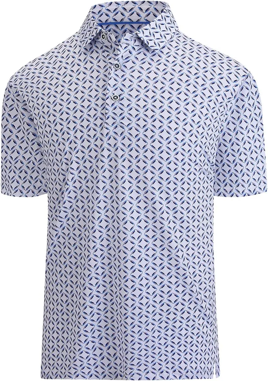 Hodaweisolp Golf Shirts for Men Dry Fit Print Moisture Wicking Performance Short Sleeve Polo Shirt
