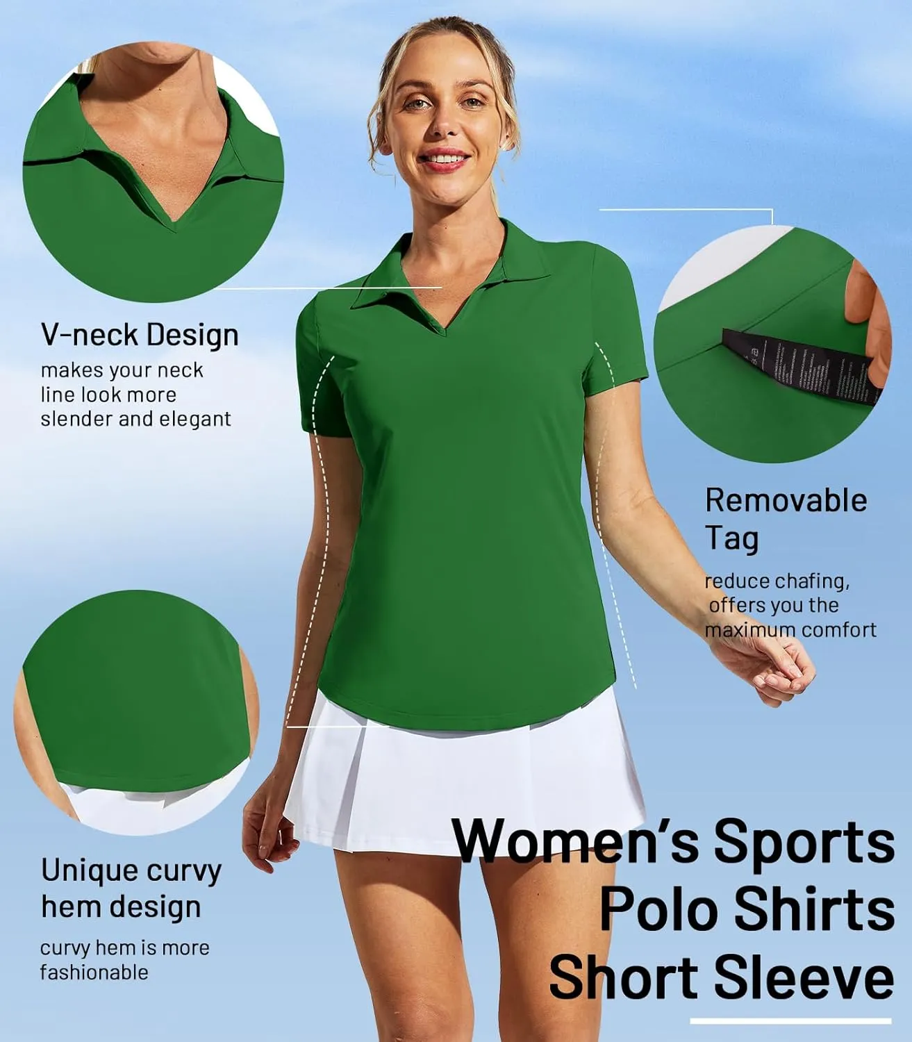 MIER Women's Golf Polo Shirts Collared V Neck Short Sleeve Tennis Shirt, Dry Fit, Moisture Wicking