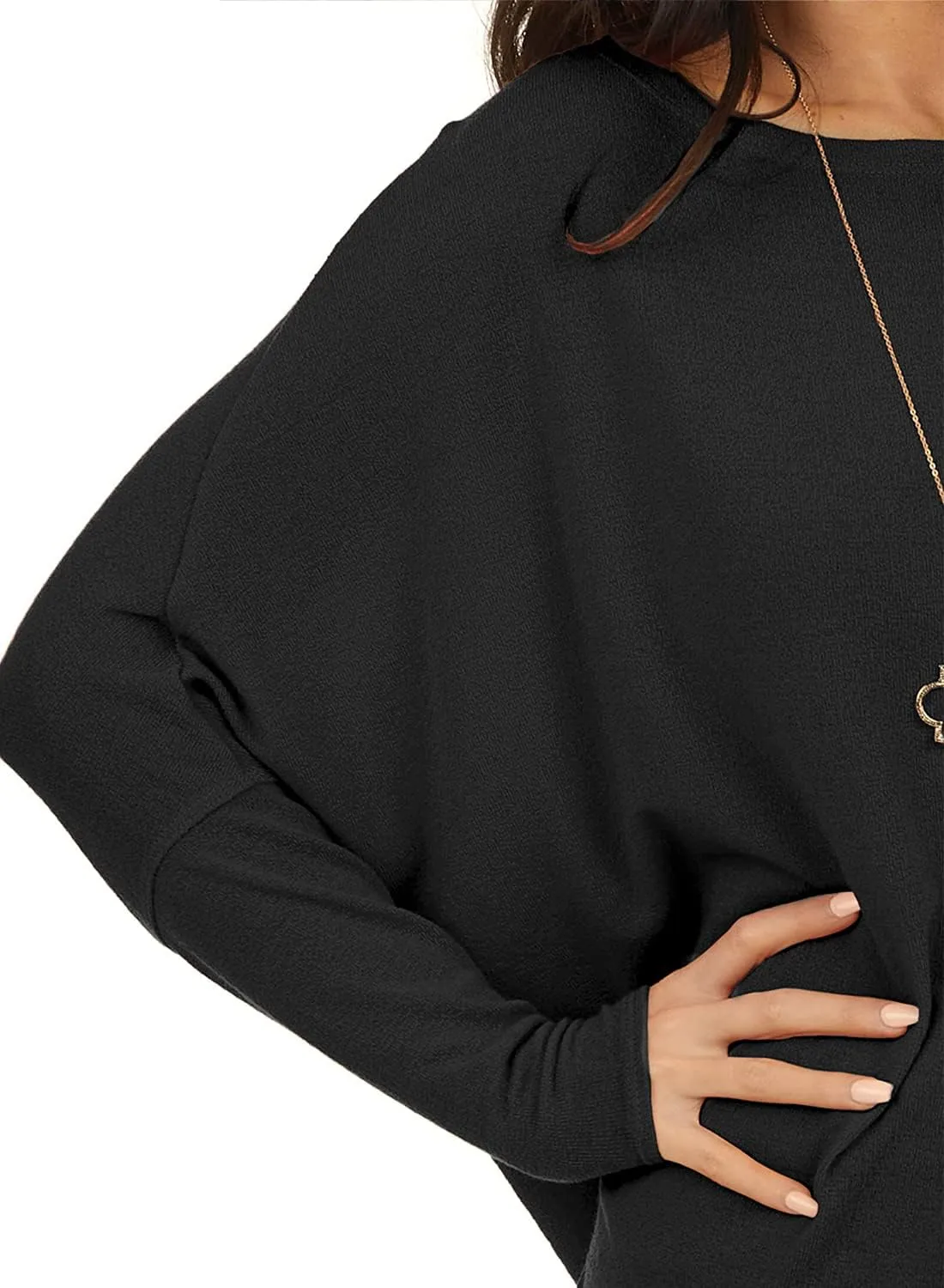 MIHOLL Womens Long Sleeve Batwing Casual Loose Dolman T-Shirt Blouse Tops