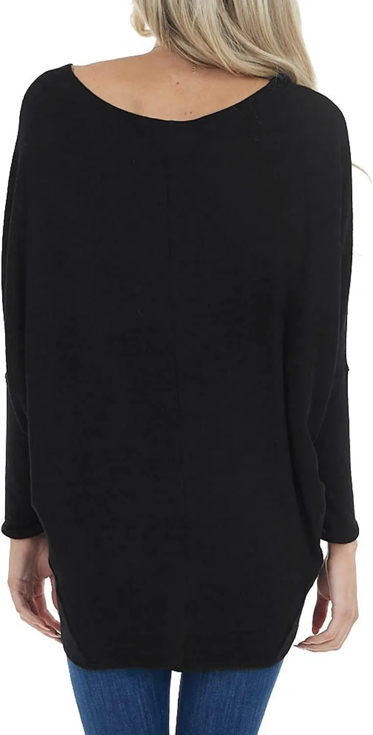 MIHOLL Womens Long Sleeve Batwing Casual Loose Dolman T-Shirt Blouse Tops