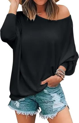 MIHOLL Womens Long Sleeve Batwing Casual Loose Dolman T-Shirt Blouse Tops
