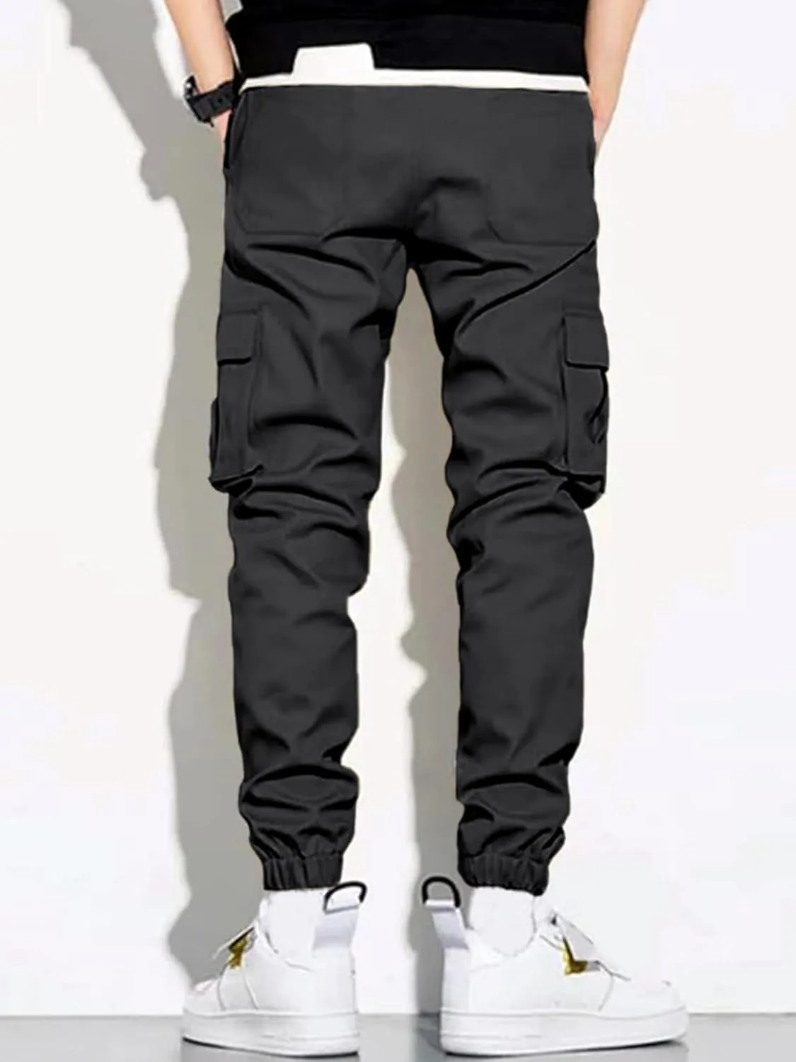 PLEPAN Mens Casual Cargo Joggers Stretch Elastic Waist Drawstring Tapered Sweatpants with Pockets