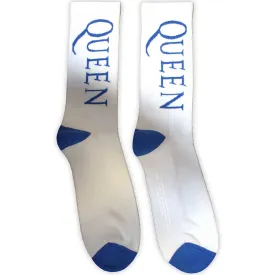 Queen Unisex Terry Socks: Blue Logo (UK Size 7 - 11)