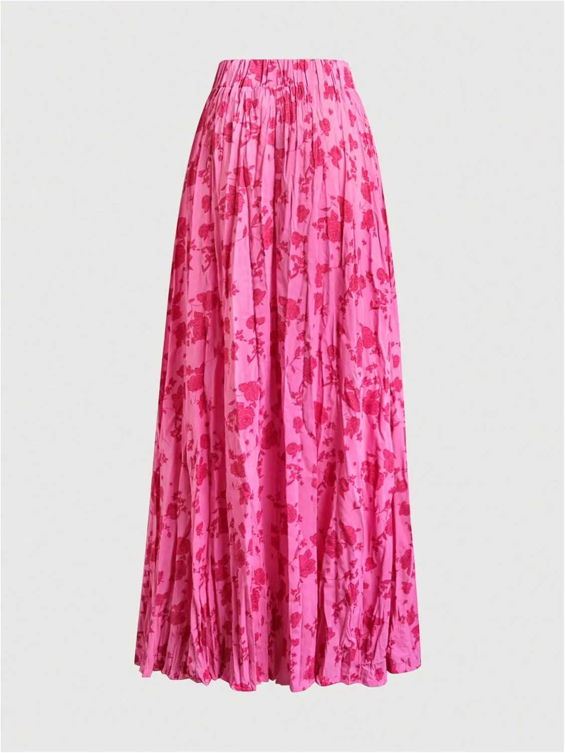 SOLY HUX Women's Floral Print Ruffle Maxi Skirt High Elastic Waist Flowy Boho Skirts