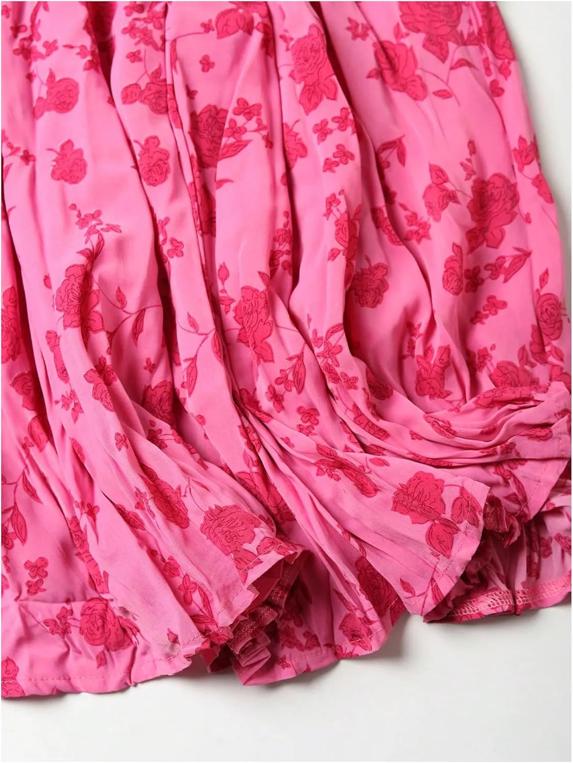 SOLY HUX Women's Floral Print Ruffle Maxi Skirt High Elastic Waist Flowy Boho Skirts
