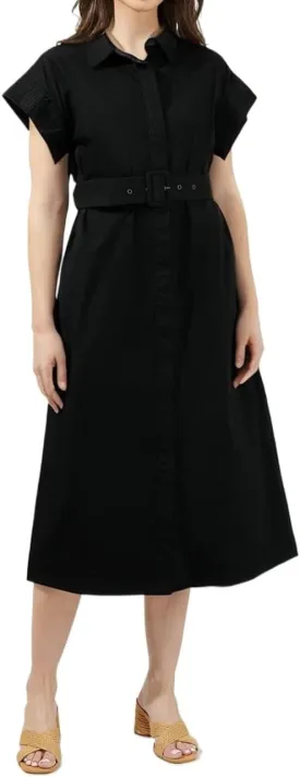 Womens 2024 Casual Short Wing Sleeves Dress Button Front Long Dress with Belt