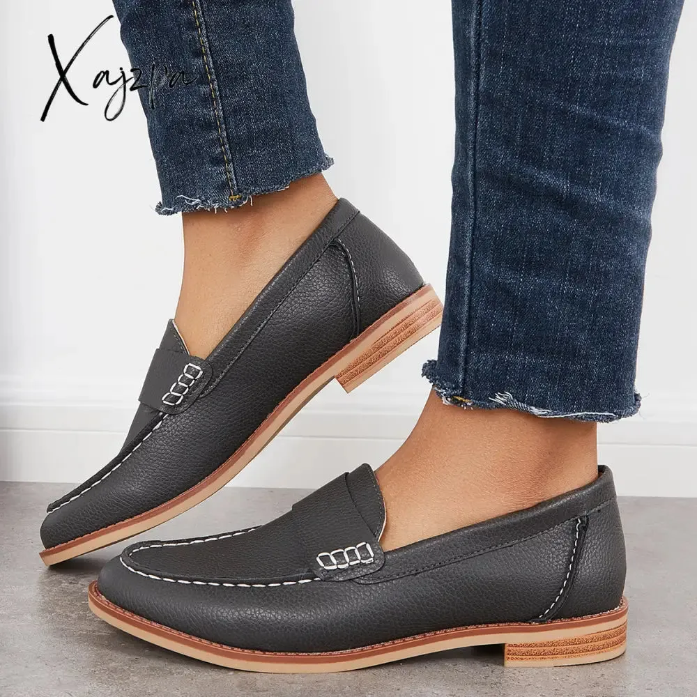 Xajzpa - Women's Retro Round Toe Loafers Casual Daily Flat Shoes